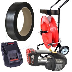 Cercleuse sur batterie MB620 avec feuillard PP, dévidoir, batterie, chargeur