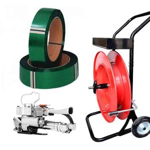 Kit de cerclage pneumatique AIR19 13–19 mm PET/PP avec feuillard PET 15,5 mm, chariot porte-feuillard