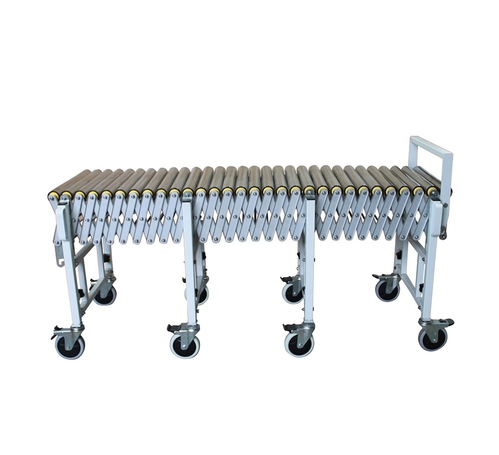 Convoyeur à rouleaux extensible en acier inoxydable